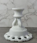 Vintage Westmoreland Milk Glass Open Lace Doric Candle Stick Reversible