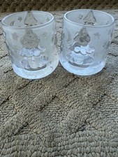 Two Crystal Clear Christmas Tree Frosted Votive Candle Holders