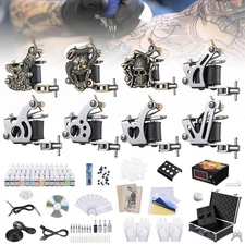 Complete Tattoo Kit 8 Machine Gun 40 Color Ink Power Supply Grip Tip Needle Box
