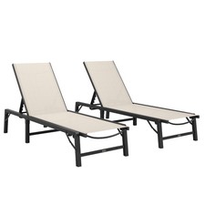 Outsunny Folding Sun Lounger Set of 2, 5-Position Adjustable Reclining Garden Lo