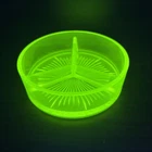Depression Vaseline Uranium Glass Candy Nut Dish 5" 1930's Vintage Glows Bright