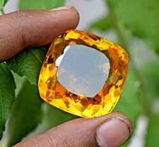 141 Ct Huge Cushion Cut Yellow Citrine Certified Flawless Loose Gemstone