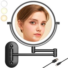 8 Wall Mounted Makeup Mirror With Lights, 10x Magnifying Mirror Wall Mount fo...