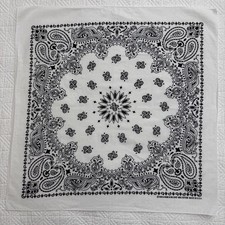 Vintage Hav-A-Hank White Paisley Bandana Handkerchief Cotton 15187 Made in USA