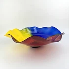 BLENKO GLASS Large Ruffled Centerpiece Bowl MARDI GRAS 2003 Signed w/ Label RARE