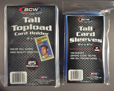 25x (1 pack) BCW 3'' x 5'' Tall Boy Topload Card Holders Toploaders w/ 100 Sleeves