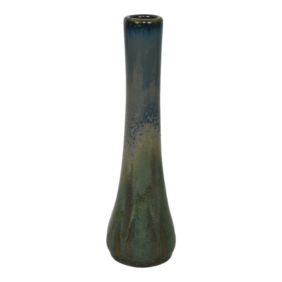 Fulper 1917-27 Arts And Crafts Pottery Blue Ceramic Twig Stick Bud Vase 08 - Image 2 of 4