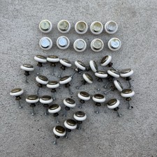 Lot of 36 Antique White / Gold Porcelain Knobs Pulls Drawer Cabinet Door