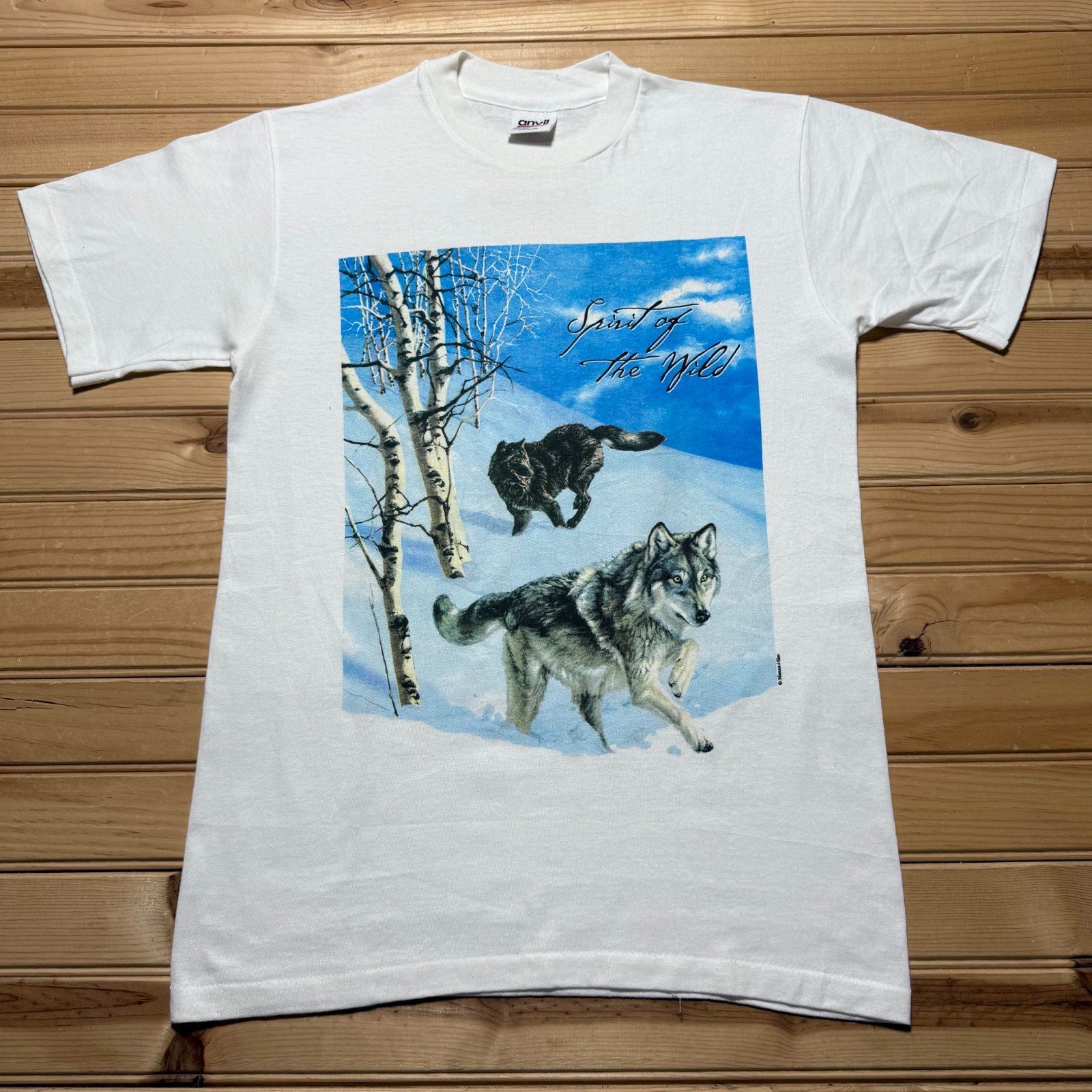 Vintage 90s Spirit of The Wild Wolves Animals Snow Winter Wildlife Shirt - Small