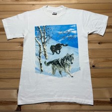 Vintage 90s Spirit of The Wild Wolves Animals Snow Winter Wildlife Shirt - Small
