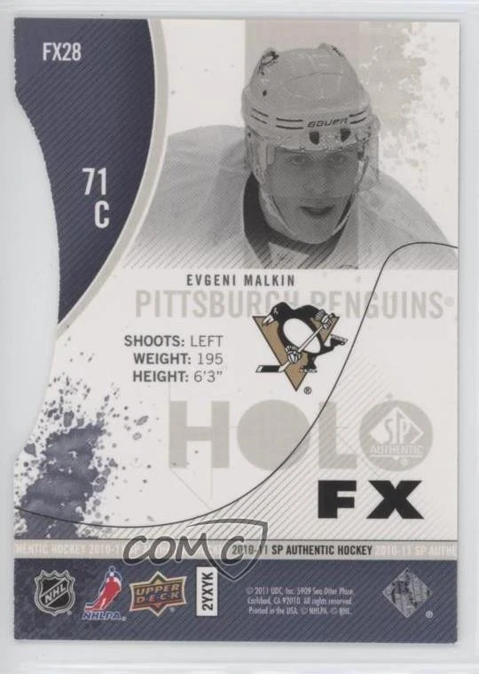2010-11 SP Authentic Holo FX Die-Cut Evgeni Malkin #FX28 - Image 2 of 2