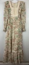 Vtg Candi Jones Dress S California Prairie Cream Victorian Lace Gunne Sax Read