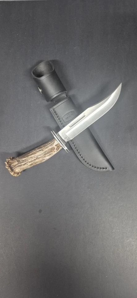 Cuchillo de caza especial Buck 119 corona asta de ciervo mango funda de cuero 2025 Foto 3 de 4