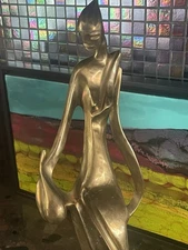 Cast Modernist Hagenauer Style Nude African Female Brass Bronze Figure 1960-70