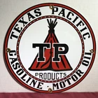 VINTAGE TEXAS PACIFIC GASOLINE MOTOR OIL PORCELAIN GAS SIGN