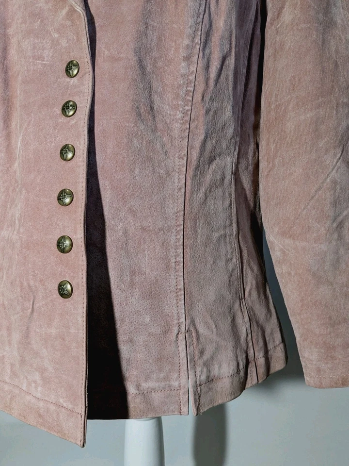 Blazer Live A Little Rosa Polvoriento Rosa Gamuza Mujer Botón a Presión Chaqueta Talla L Foto 2 de 4