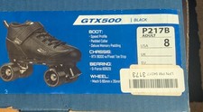 NEW BLACK GTX 500 Performance Speed Quad Roller Skates Adult Size 8