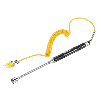 Termocoppia Di Superficie Tipo K – Sonda Per Temperature Fino A 1000°C, Con Filo A Spirale Giallo Da 1,3 M, Asta In Acciaio Inox, Per Metalli E Superfici.