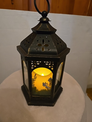 Lantern Floral Candle Battery Operated Tested Works With Timer Function Soft Glo
