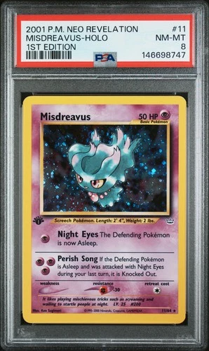 2001 POKEMON NEO REVELATION 1ST EDITION #11 MISDREAVUS-HOLO PSA 8