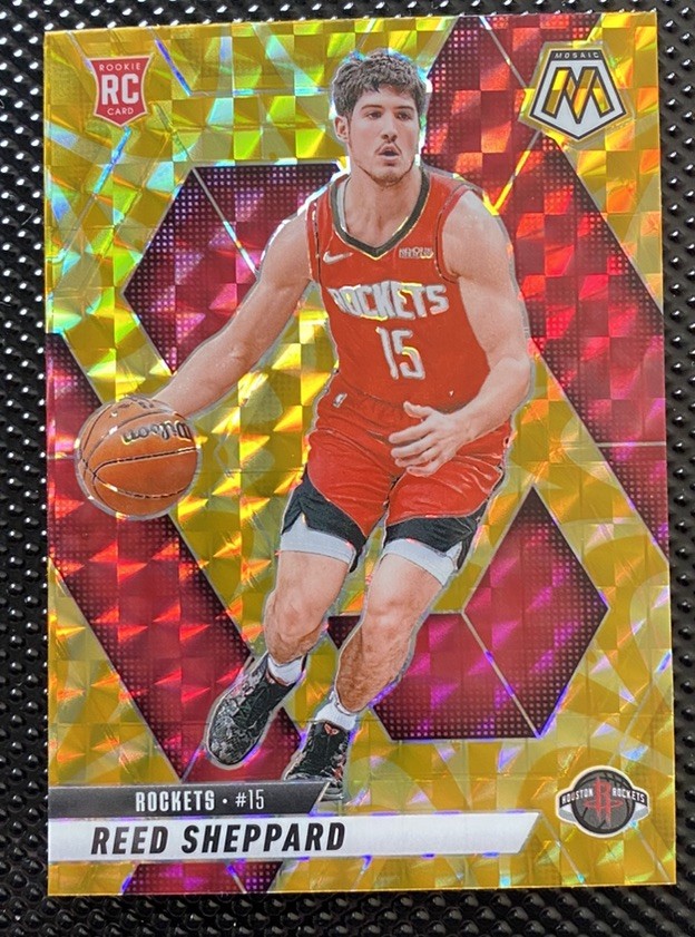Reed Sheppard 2024-25 Mosaic Reactive Yellow #249 (RC) ROCKETS 