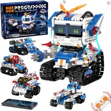 5in1 STEM Robot Building Kits for Kids 6-12, App Remote Control STEM Car Tank