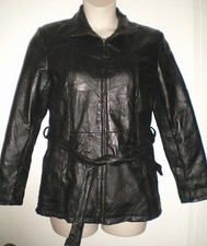 Navarre Leather Company Black Jacket & Belt M Patchwork Medium Zipper Womens