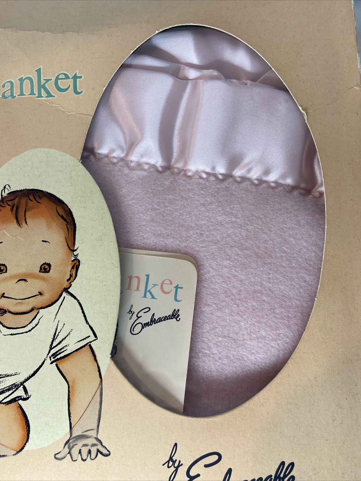 Baby Blanket Embraceable Vintage Pink Baby Crib Blanket Rayon/Nylon/Satin 36x50