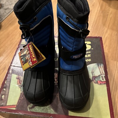 Smiths Sal Boys Size 3 Snow Boot Kids Waterproof Winter Snow Boots blue NIB