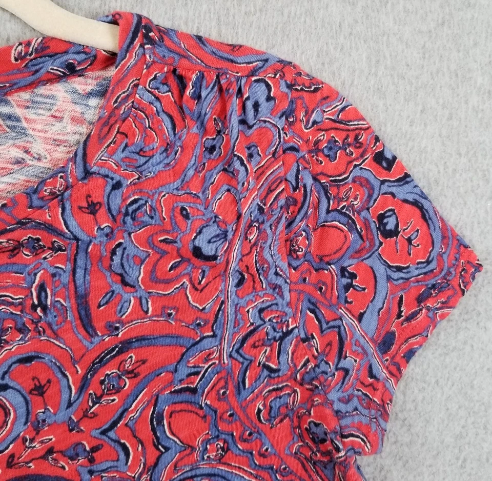 Женская футболка daisy fuentes средний размер M цветочный узор пейсли короткий рукав эластичная тонкая - Изображение 2 из 4