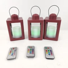 Home Reflections S/3 Mini Lanterns with Remote & Gift Boxes Red