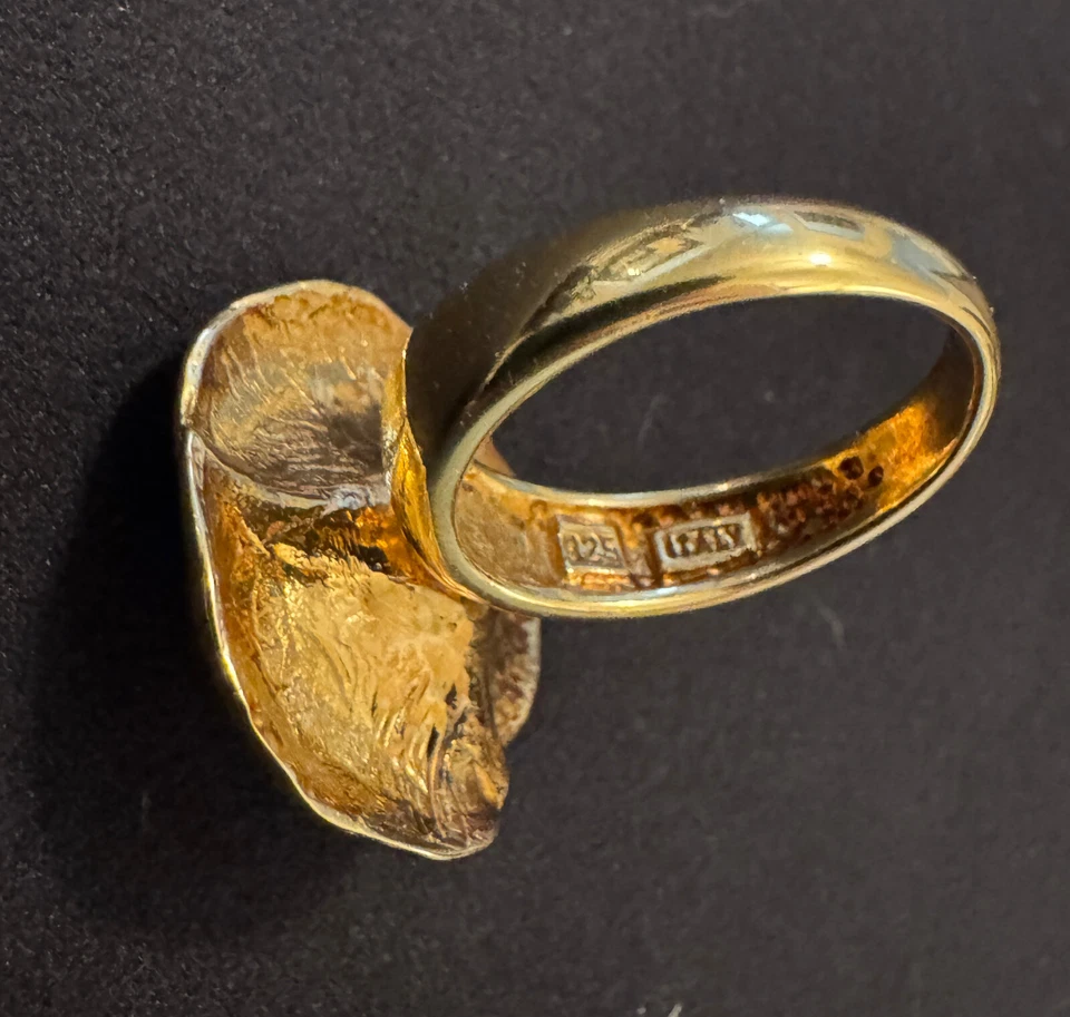 SS 金色棕色珍珠维罗尼斯花朵戒指 尺寸 8.75 — 第 4/4 张图片