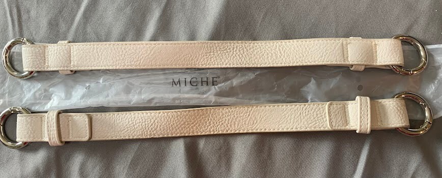 "Miche White/Cream Interchangeable Handles w/ Carabiners 12\" long, .75\" wide NIB"