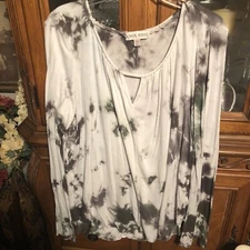 Knox Rose Top Long Sleeve Tie-Dye Pullover Size XL Stretch