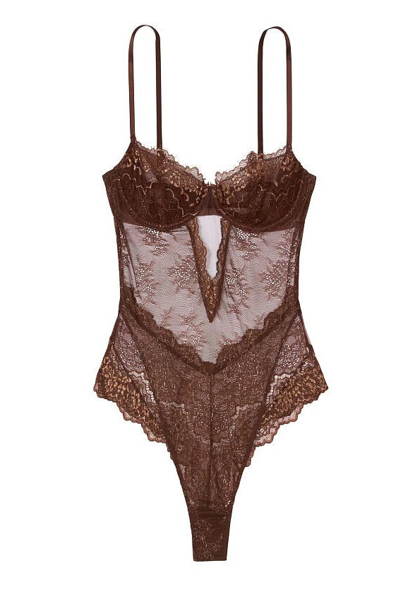 New Victoria Secret Very Sexy Wicked Unlined Lace Balconette Teddy Bodysuit  M