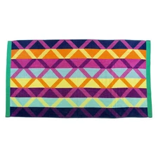 Diamond Trellis Velour Beach Towel (100% Cotton, 34" x 63", GSM 400)
