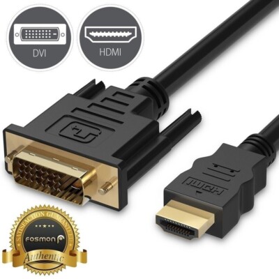 2x 6FT HDMI to DVI D 24+1 Male Gold Plated Adapter Cable HDTV LED LCD Cord Plug