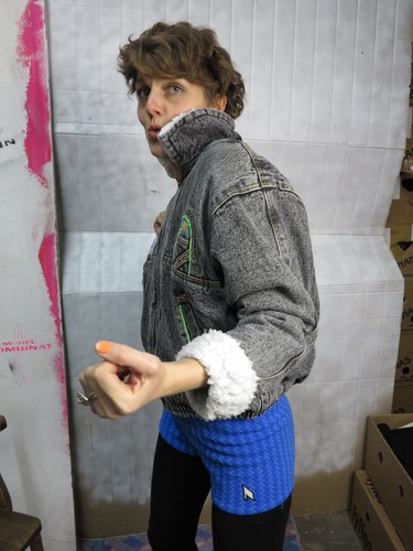 Jeans Fleece Jacket Mini Mouse Wild West 90er Truevintage 90s Denim Jacket Grey - Picture 6 of 12