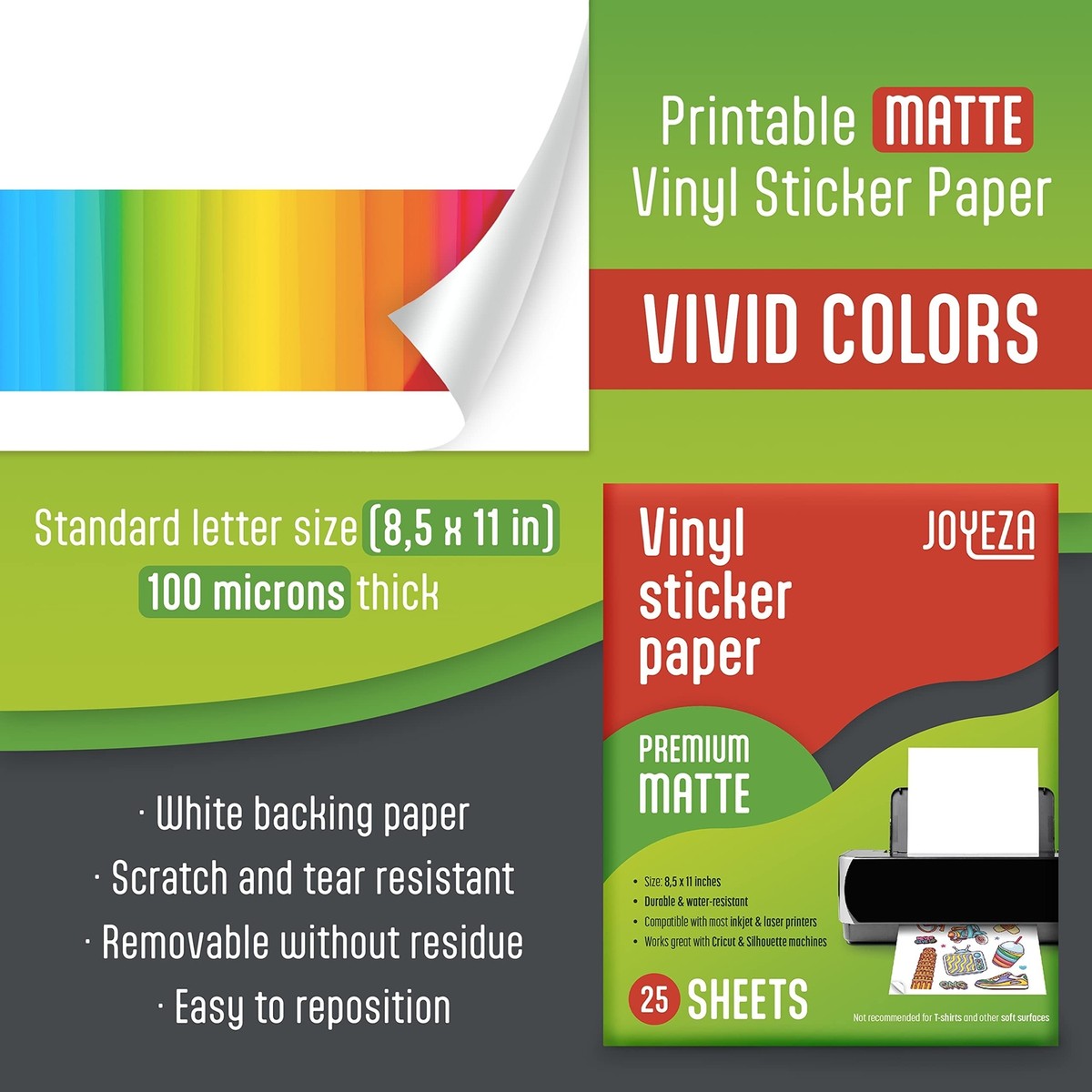 DIY Sticker Sheets Glossy Printable Vinyl Sticker Paper - 8.5x11 Inch ...