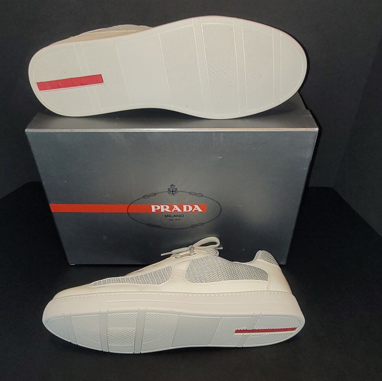 New Mens Prada Sneakers White America Cup Size 13… - image 4