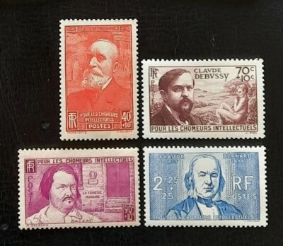 France 1939 Pour les chômeurs intellectuels, Série n°436 à 439, NEUFS*, Cote=26€ - Photo 1/2