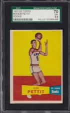 1957 Topps #24 BOB PETTIT (RC) (HOF) SGC 70 EX+ 5.5  St Louis HAWKS / LSU