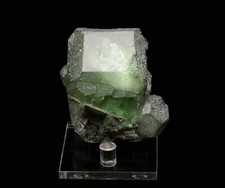 Clear Large Green Cube Fluorite Quartz Crysal Cluster Mineral Specimen