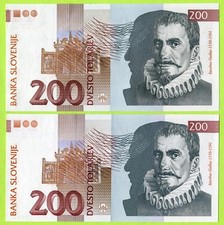 Slovenia (Pre Euro) 200 Tolarjev 1997 2001 P15b P15c UNC