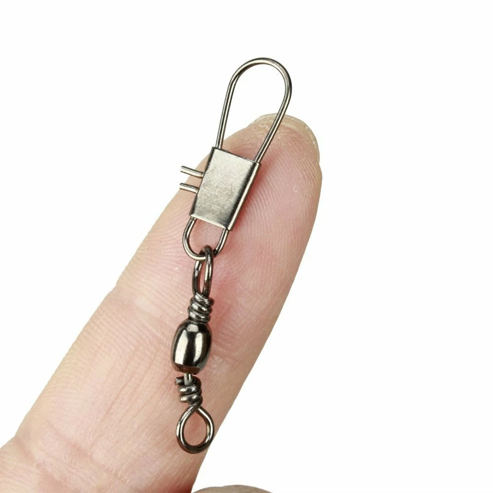 50pc Fishing Barrel Swivel Rolling Snap Swivel Tackle Connector Assorted Size +B - Image 3 of 4