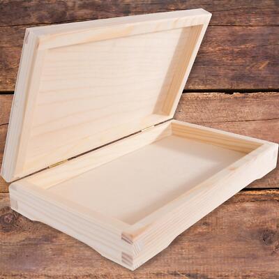 Dekorative schlichte rechteckige Andenkenbox aus Holz mit Deckel | 20 x 11,5 x 3,5 cm