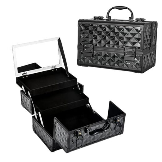Travel Makeup Box, Lockable Makeup Box Organizer I Make Up Box I Makeup Black