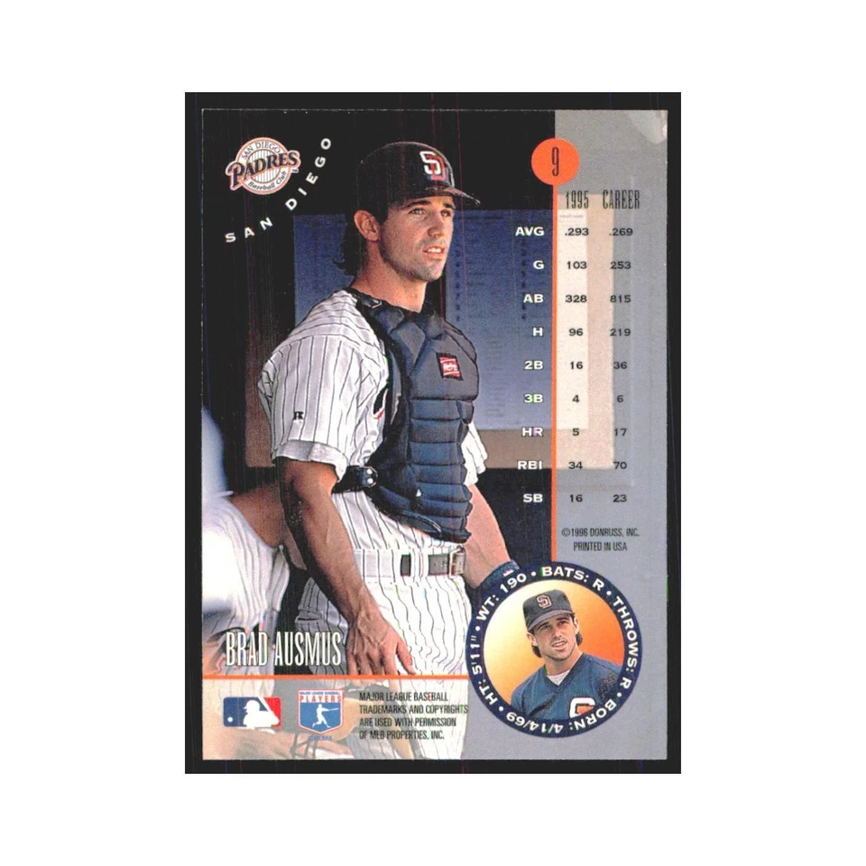 1996 Leaf Brad Ausmus Padres #9 - Image 2 of 3