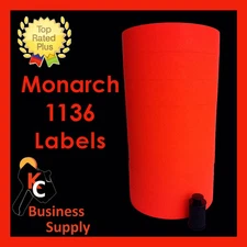 Monarch Paxar 1136 size Fluorescent Red labels - 1 sleeve - Made in USA