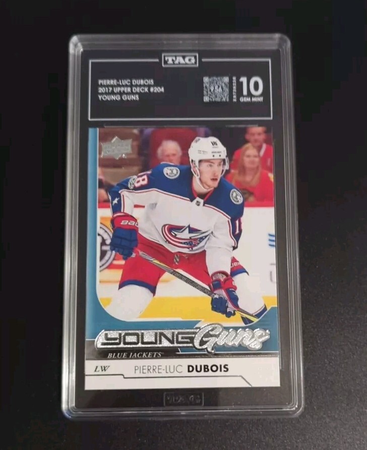 2017-18 UPPER DECK PIERRE-LUC DUBOIS YOUNG GUNS RC #204 TAG 10 (956)  GEM Mint